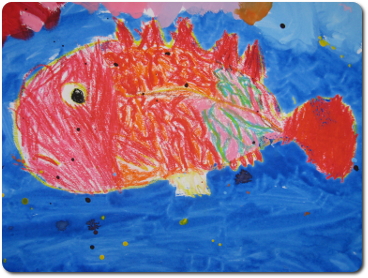 園児が描いた魚の絵
